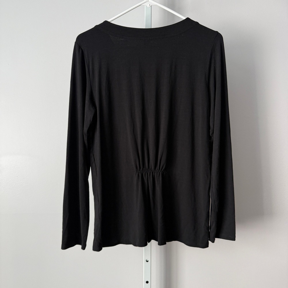 J. Jill S Black Cardigan Top Long Sleeve Button Preppy Classic Minimalist - Picture 6 of 6